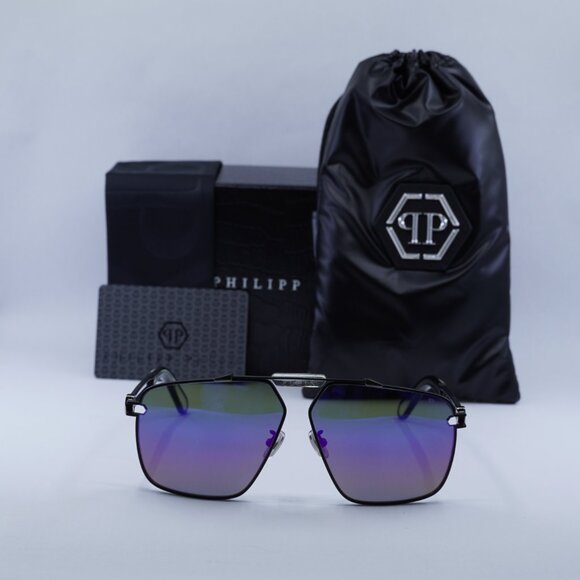 Philipp Plein SPP049M 0541 Aviator Sunglasses – Semi Matte Black - Picture 2 of 9
